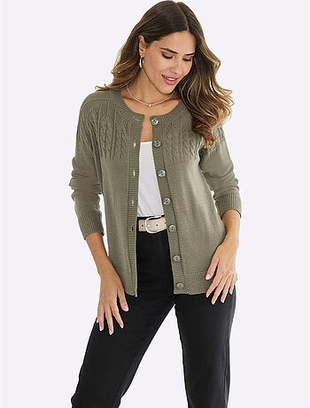 Gilet Motif Torsadé Devant Et Aux Manches - Taille Standard - Moda Vilona