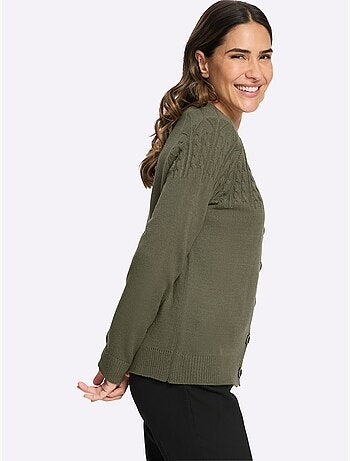 Gilet Motif Torsadé Devant Et Aux Manches - Taille Standard - Moda Vilona