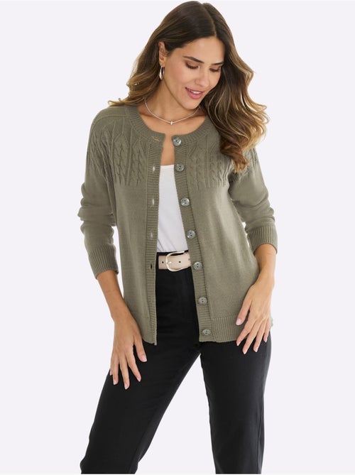 Gilet Motif Torsadé Devant Et Aux Manches - Taille Standard - Moda Vilona - Kiabi