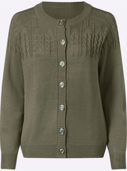 Gilet Motif Torsadé Devant Et Aux Manches - Taille Standard - Moda Vilona - Kiabi