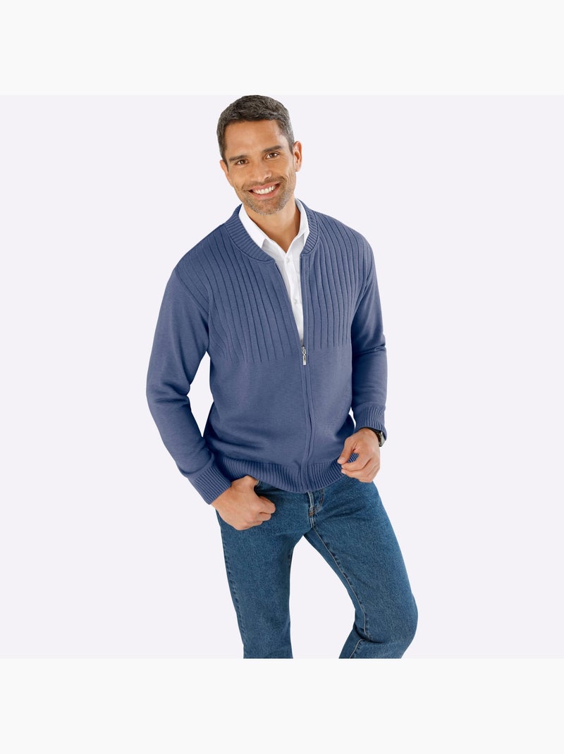 Gilet motif tricoté délicat - taille standard - moda vilona Bleu - Kiabi