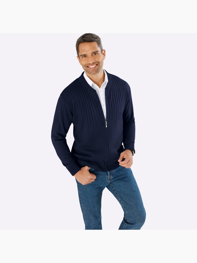Gilet motif tricoté délicat - taille standard - moda vilona Bleu marine - Kiabi