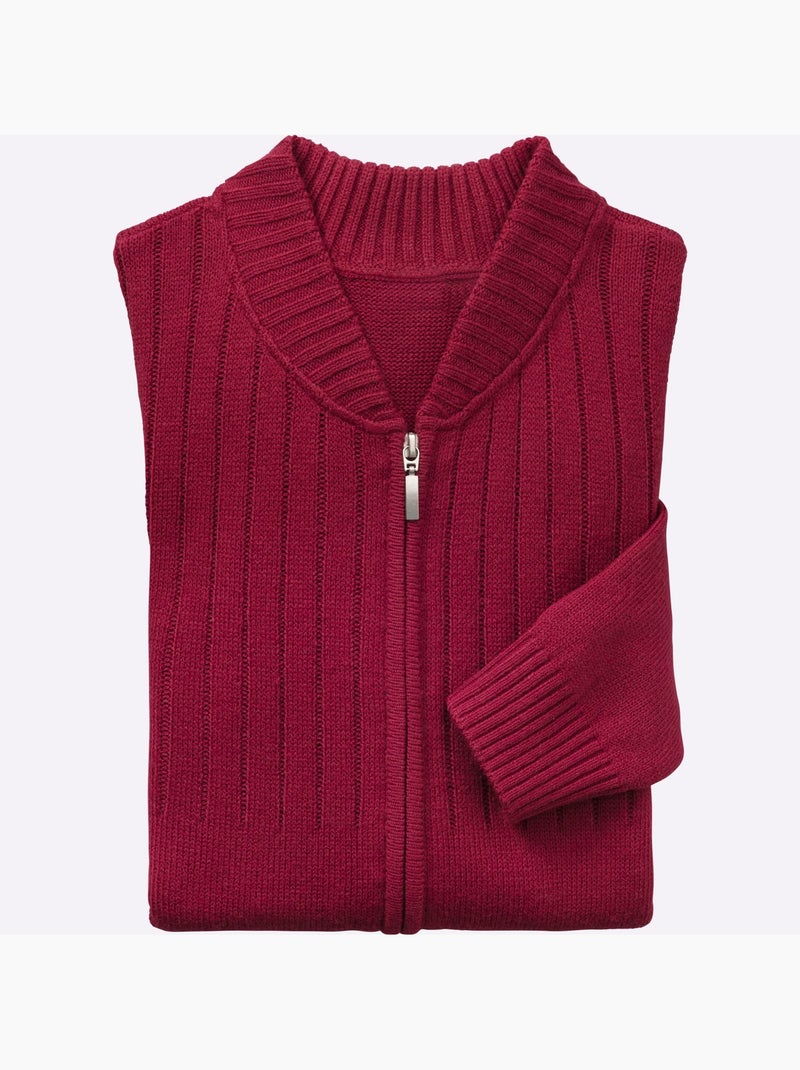 Gilet motif tricoté délicat - taille standard - moda vilona Rouge foncé - Kiabi