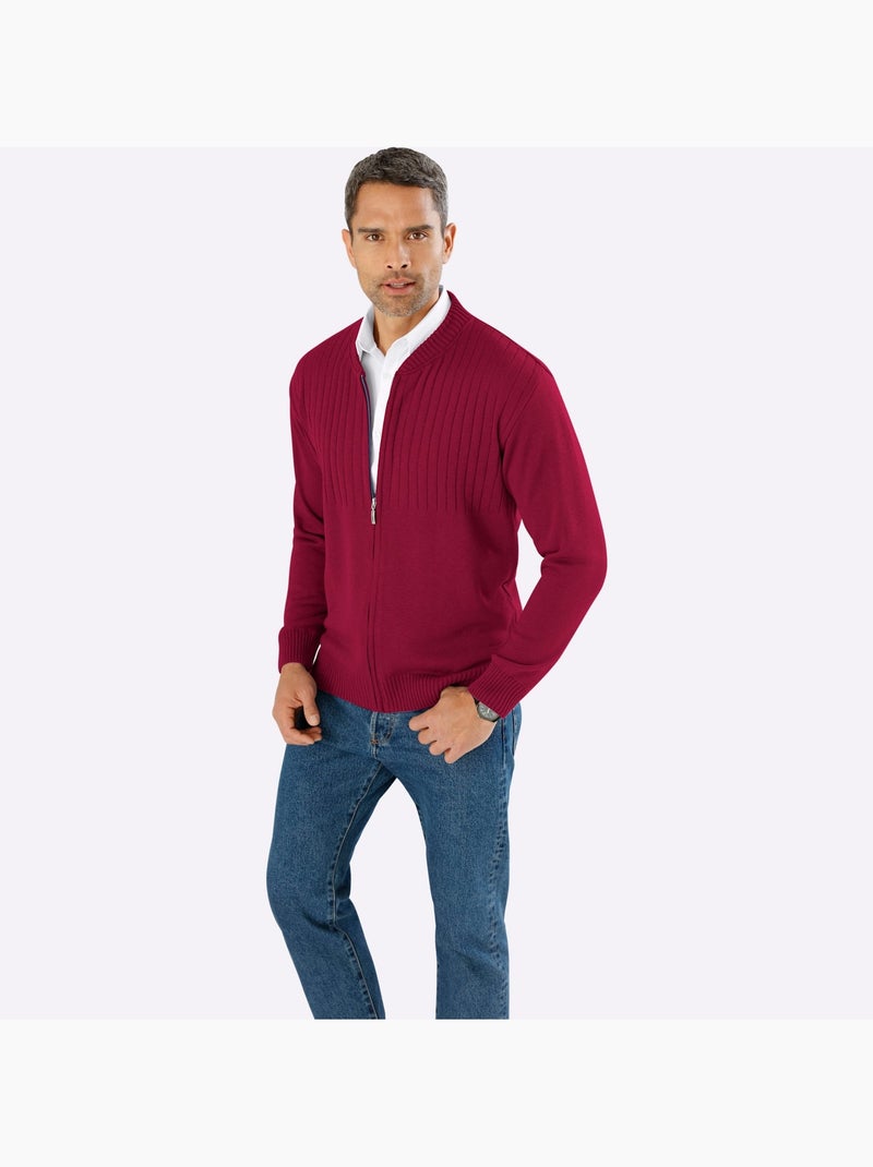 Gilet motif tricoté délicat - taille standard - moda vilona Rouge foncé - Kiabi
