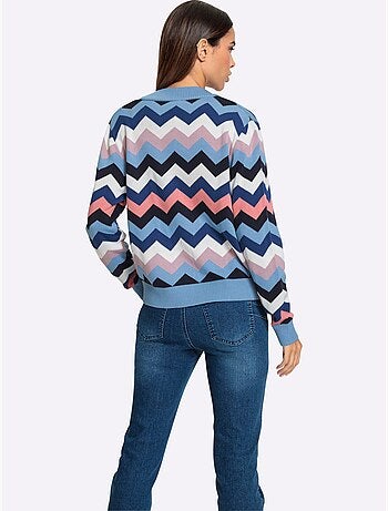 Gilet Motif Zigzag Tendance - Taille Standard - Helline