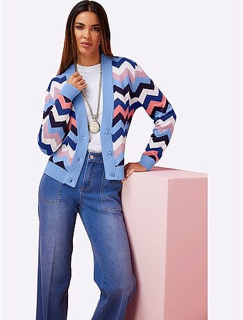 Gilet Motif Zigzag Tendance - Taille Standard - Helline