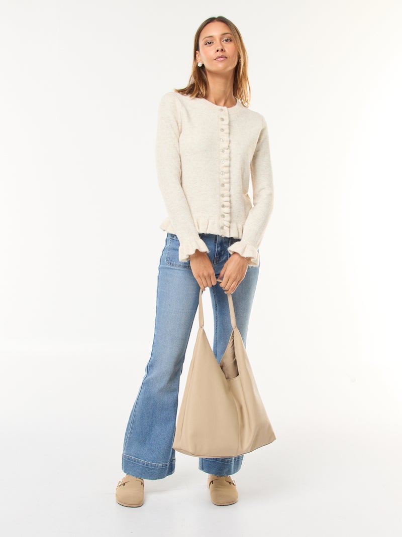 Gilet mouliné avec détails ondulés Beige - Kiabi