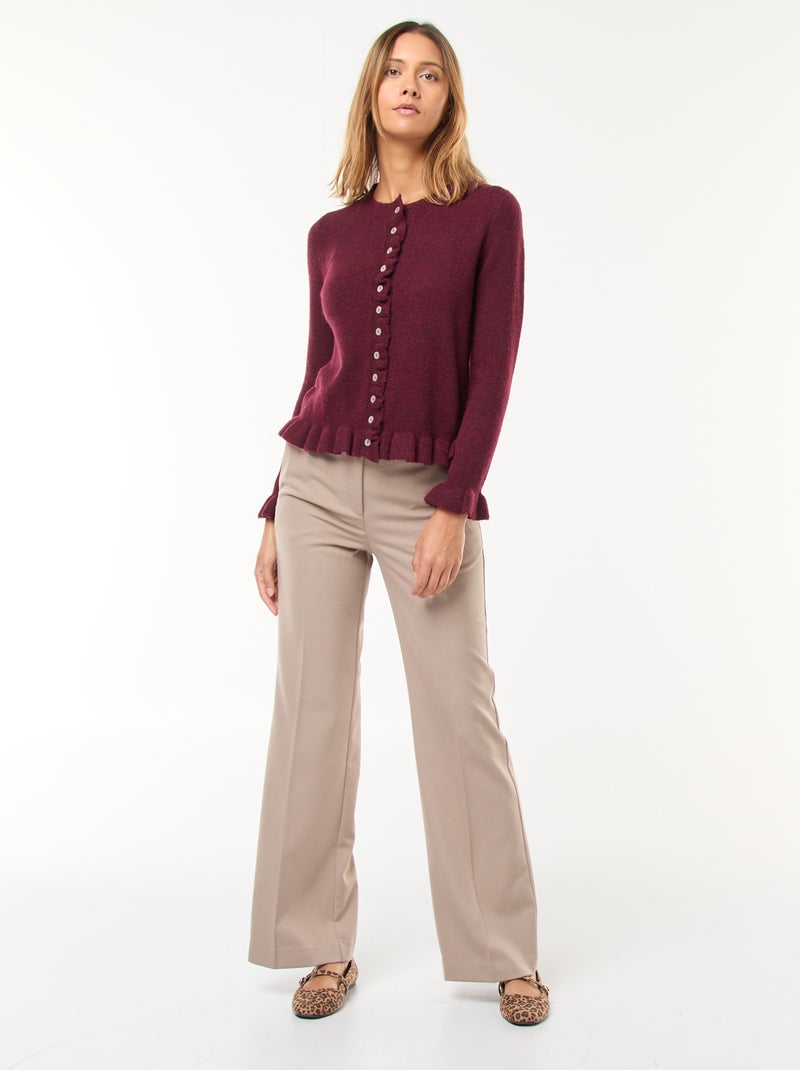 Gilet mouliné avec détails ondulés Bordeaux - Kiabi