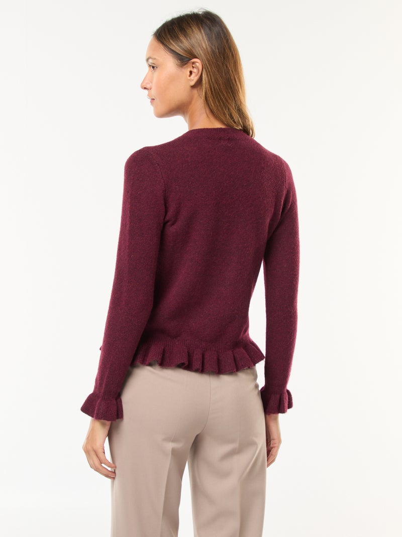 Gilet mouliné avec détails ondulés Bordeaux - Kiabi