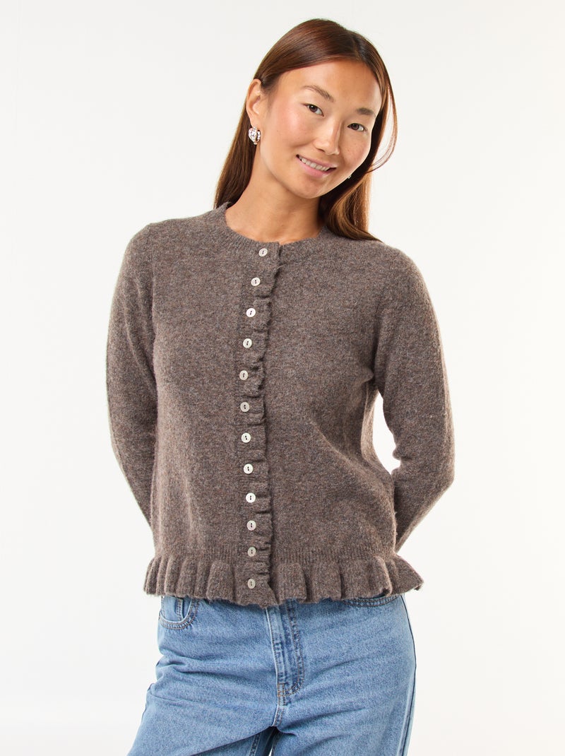 Gilet mouliné avec détails ondulés Marron - Kiabi