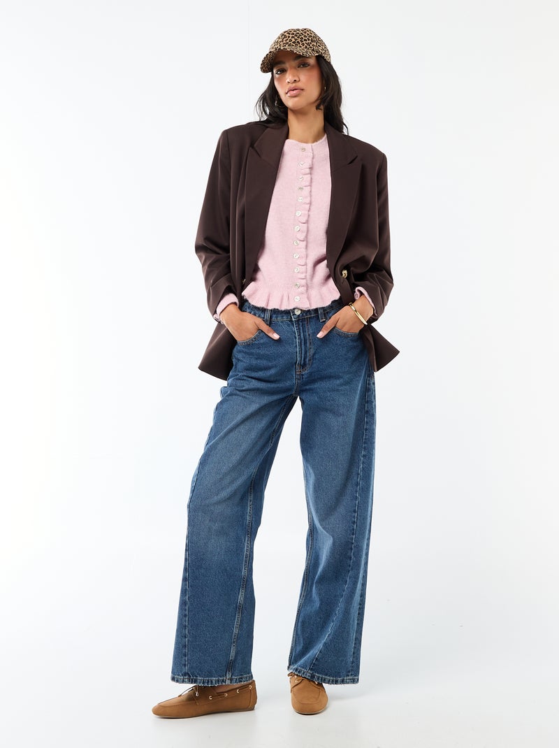 Gilet mouliné avec détails ondulés Rose - Kiabi