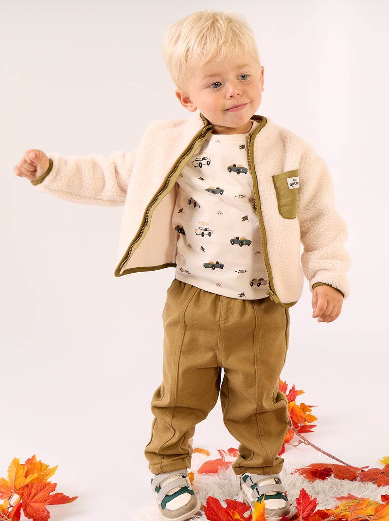 Gilet moutonné à manches longues Beige - Kiabi