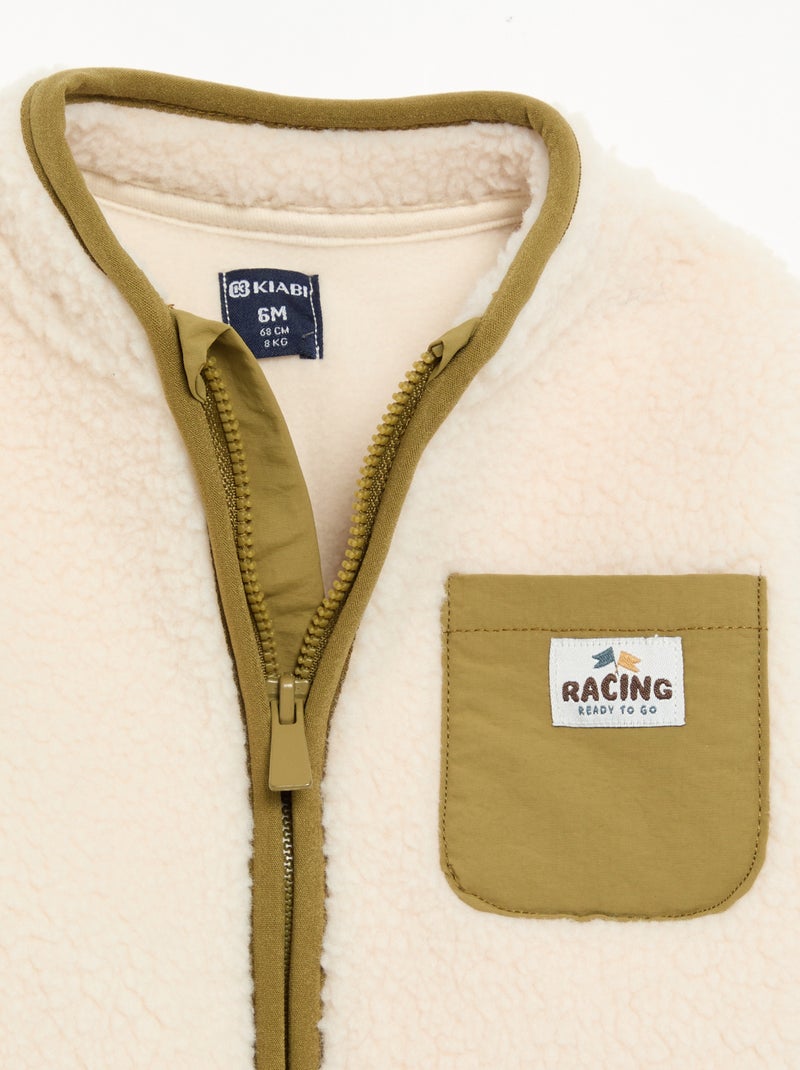 Gilet moutonné à manches longues Beige - Kiabi