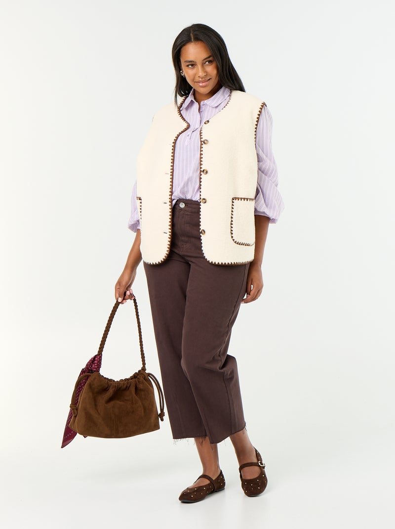 Gilet moutonné sans manches Beige - Kiabi