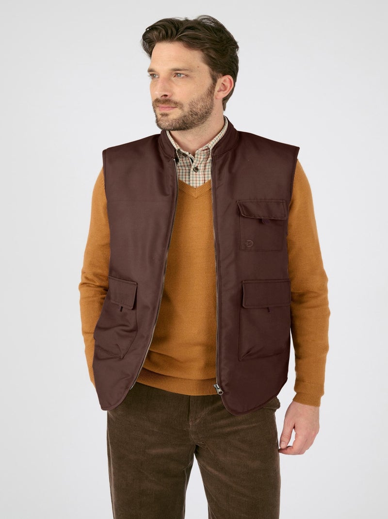 Gilet multipoches sans manches  - Damart Marron chocolat - Kiabi