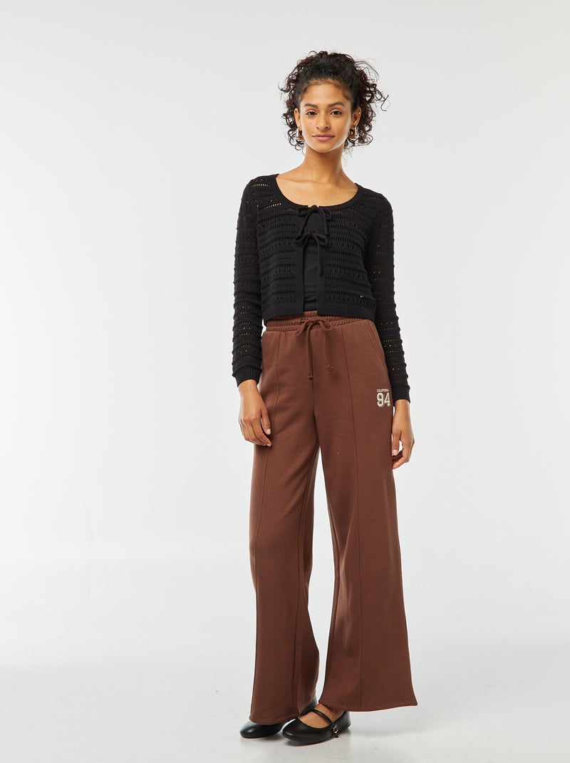 Gilet noué en maille crochet noir - Kiabi