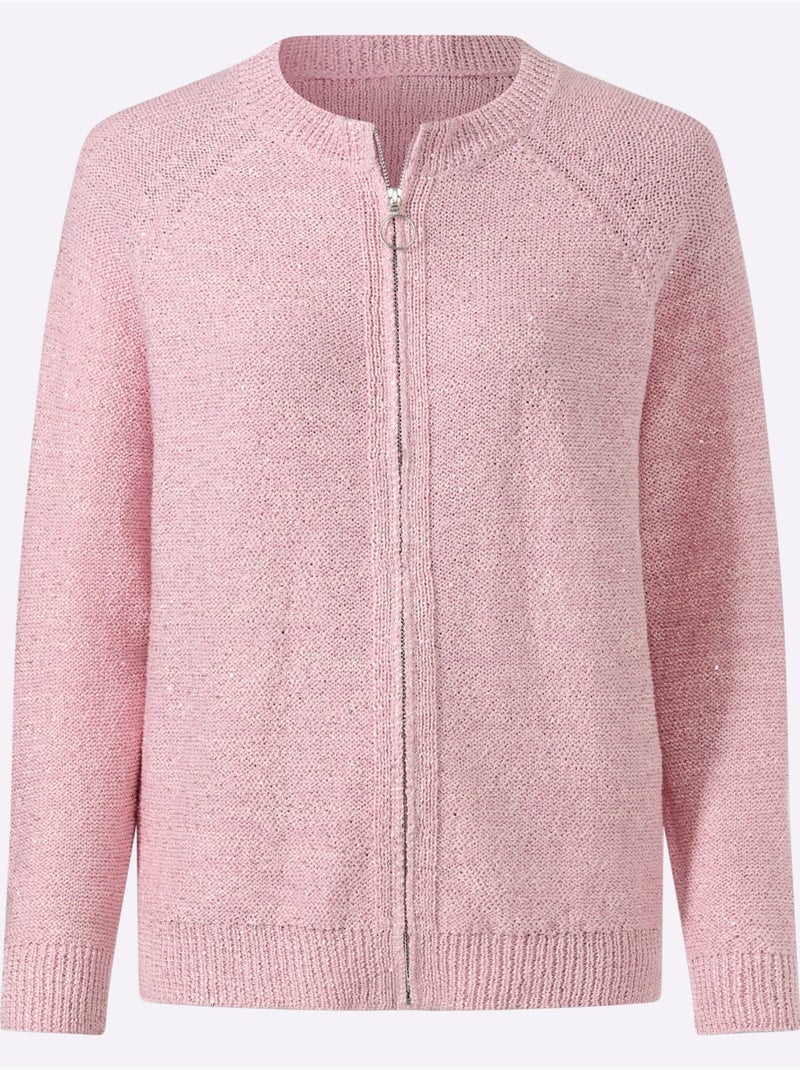 Gilet orné de paillettes brillantes - taille standard - helline Rose - Kiabi