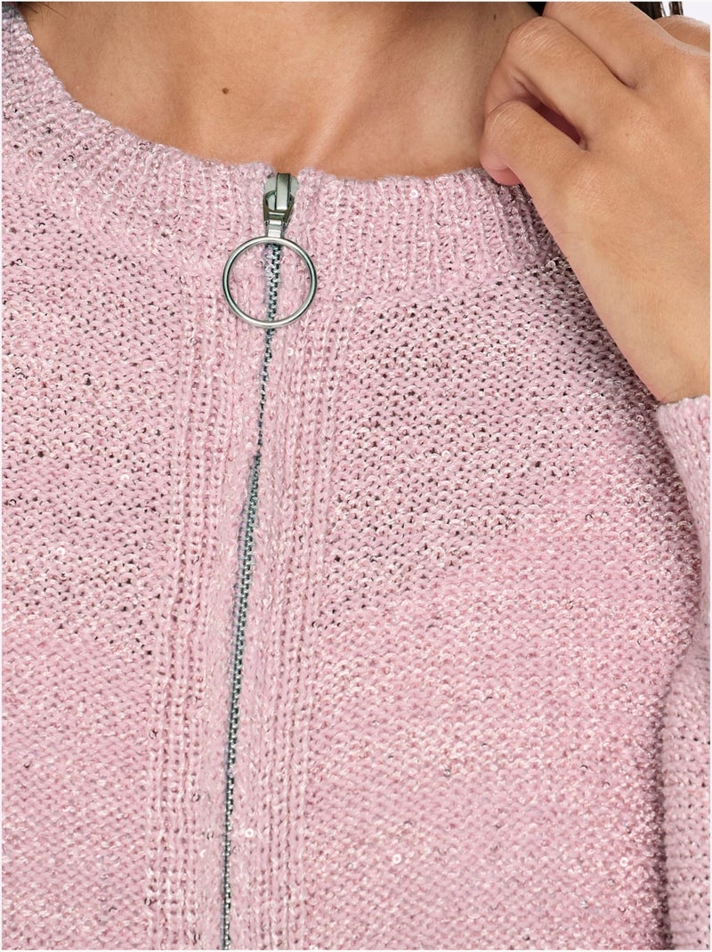 Gilet orné de paillettes brillantes - taille standard - helline Rose - Kiabi