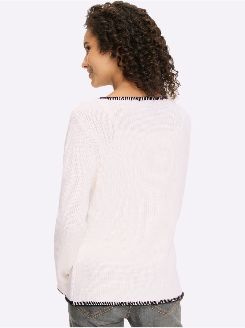 Gilet Ourlets Et Bords Piqués - Taille Standard - Helline Blanc Noir - Kiabi
