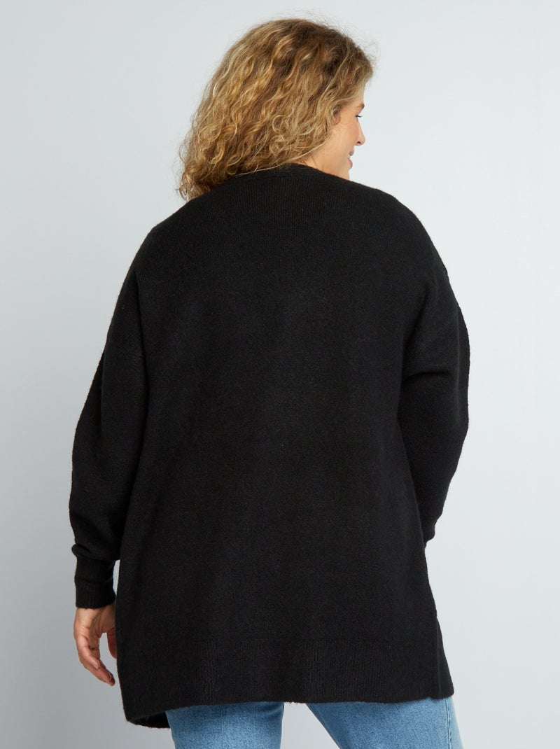 Gilet ouvert avec laine noir - Kiabi
