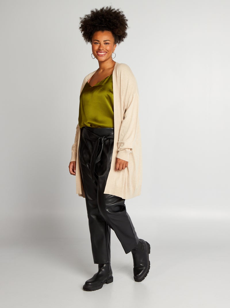 Gilet ouvert mi-cuisses Beige - Kiabi