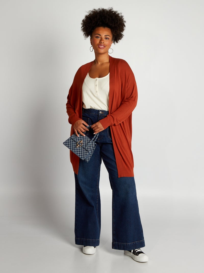 Gilet ouvert mi-cuisses Rouge brique - Kiabi