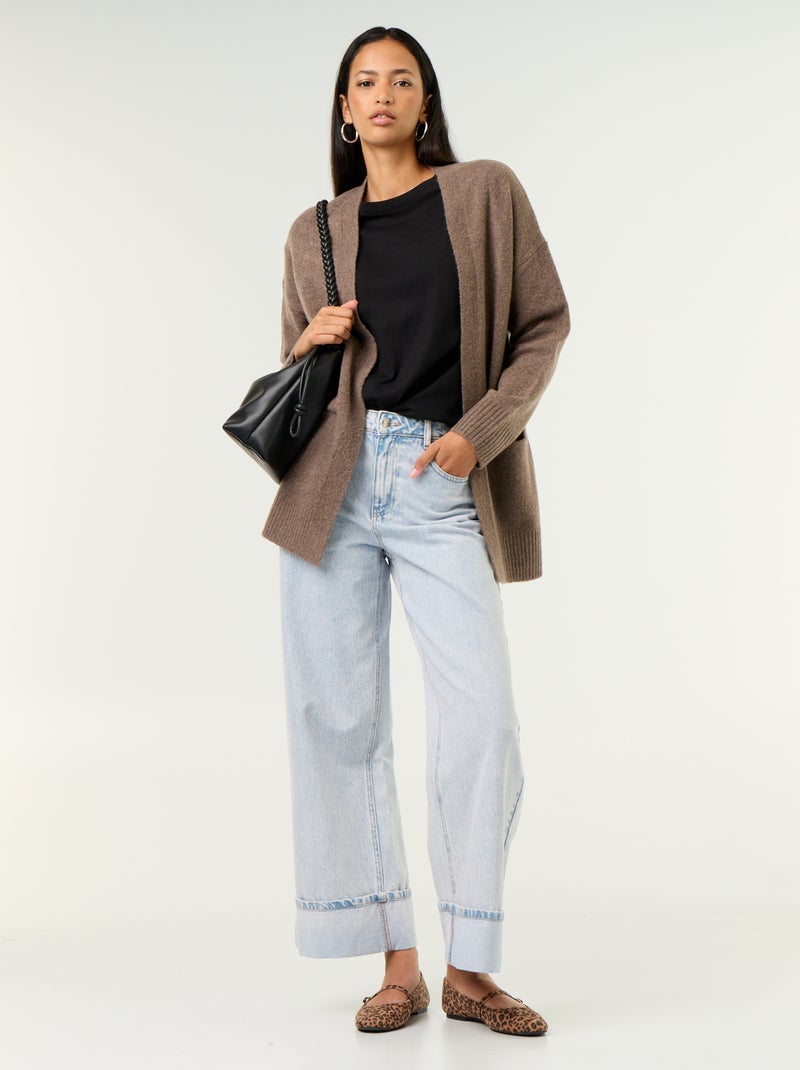 Gilet ouvert uni avec 2 poches plaquées Marron - Kiabi