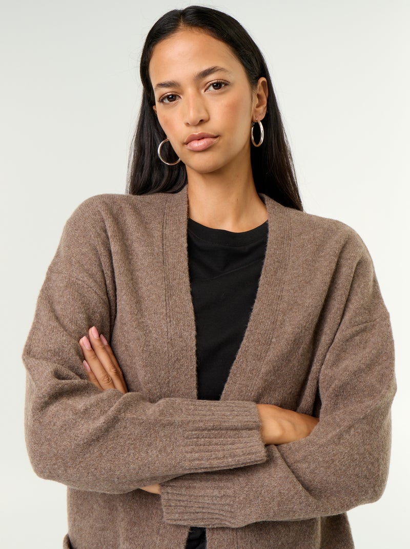 Gilet ouvert uni avec 2 poches plaquées Marron - Kiabi