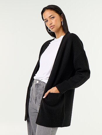 Gilet ouvert uni avec 2 poches plaquées