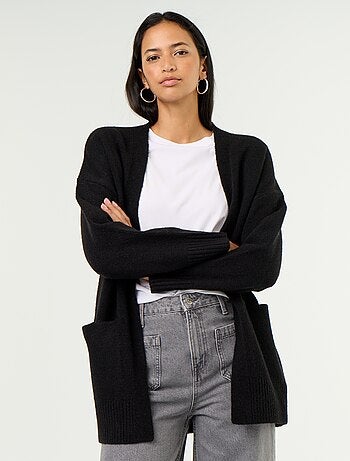 Gilet ouvert uni avec 2 poches plaquées