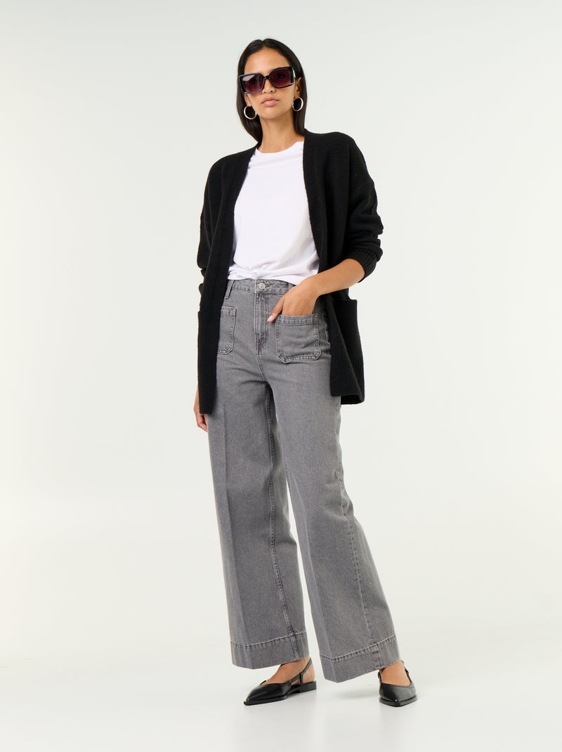 Gilet ouvert uni avec 2 poches plaquées Noir - Kiabi