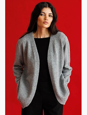 Gilet oversize en maille côtelée à col en v mixray