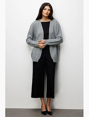 Gilet oversize en maille côtelée à col en v mixray