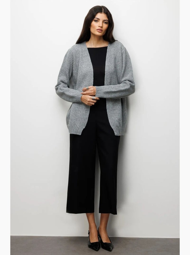 Gilet oversize en maille côtelée à col en v mixray Gris - Kiabi