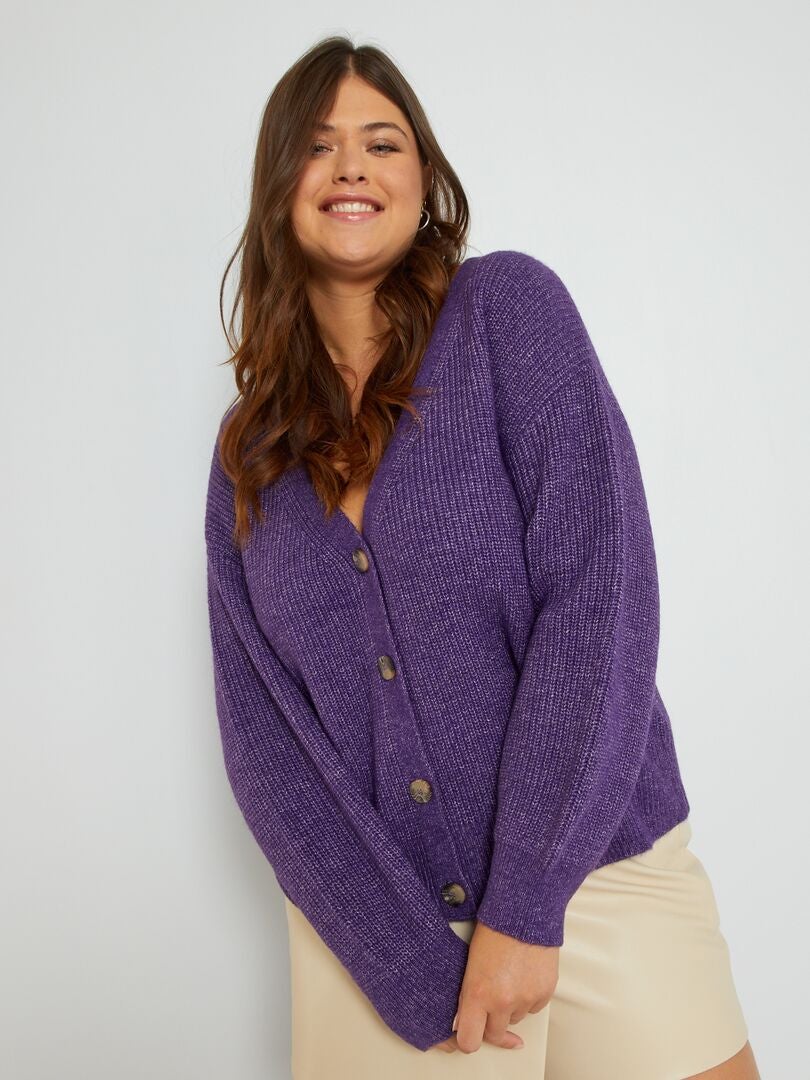 Gilet oversize en maille tricot - Violet - Kiabi - 18.00€