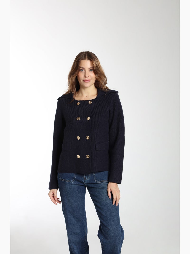 Gilet Oxyd  | Gerard Pasquier Avec Col Vareuse | Gerard Pasquier Bleu marine - Kiabi