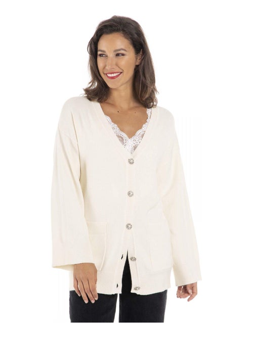 Gilet PAOLA Ecru Gilet - Kiabi