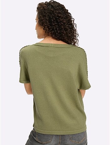 Gilet Point Fantaisie Le Long De La Couture Aux épaules - Taille Standard - Helline