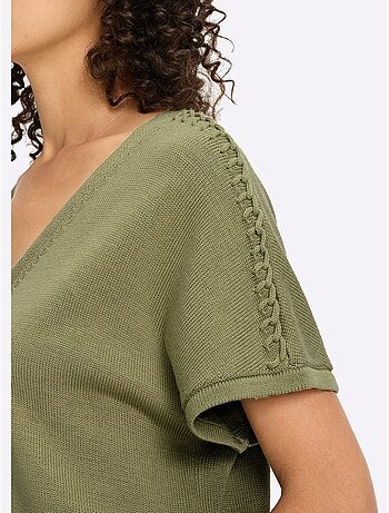 Gilet Point Fantaisie Le Long De La Couture Aux épaules - Taille Standard - Helline