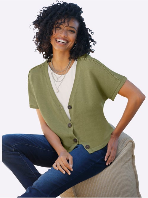 Gilet Point Fantaisie Le Long De La Couture Aux épaules - Taille Standard - Helline - Kiabi