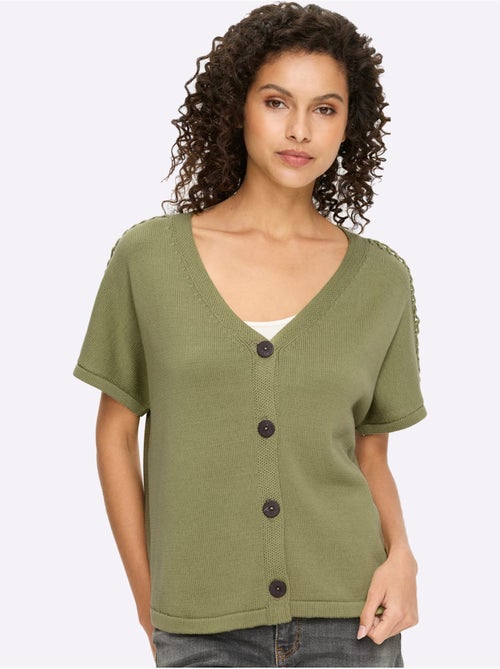 Gilet Point Fantaisie Le Long De La Couture Aux épaules - Taille Standard - Helline - Kiabi