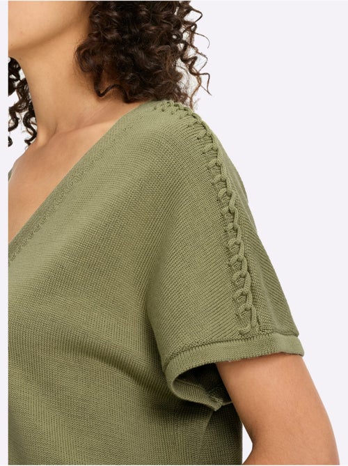 Gilet Point Fantaisie Le Long De La Couture Aux épaules - Taille Standard - Helline - Kiabi