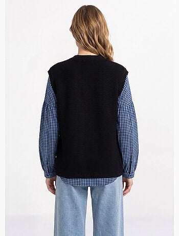 Gilet point mousse col rond sans manches - afibel