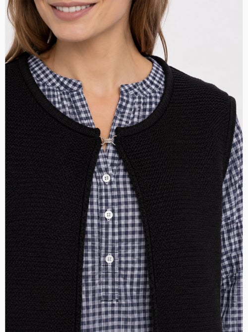Gilet point mousse col rond sans manches - afibel - Kiabi Gilet point mousse col rond sans manches - afibel - Kiabi