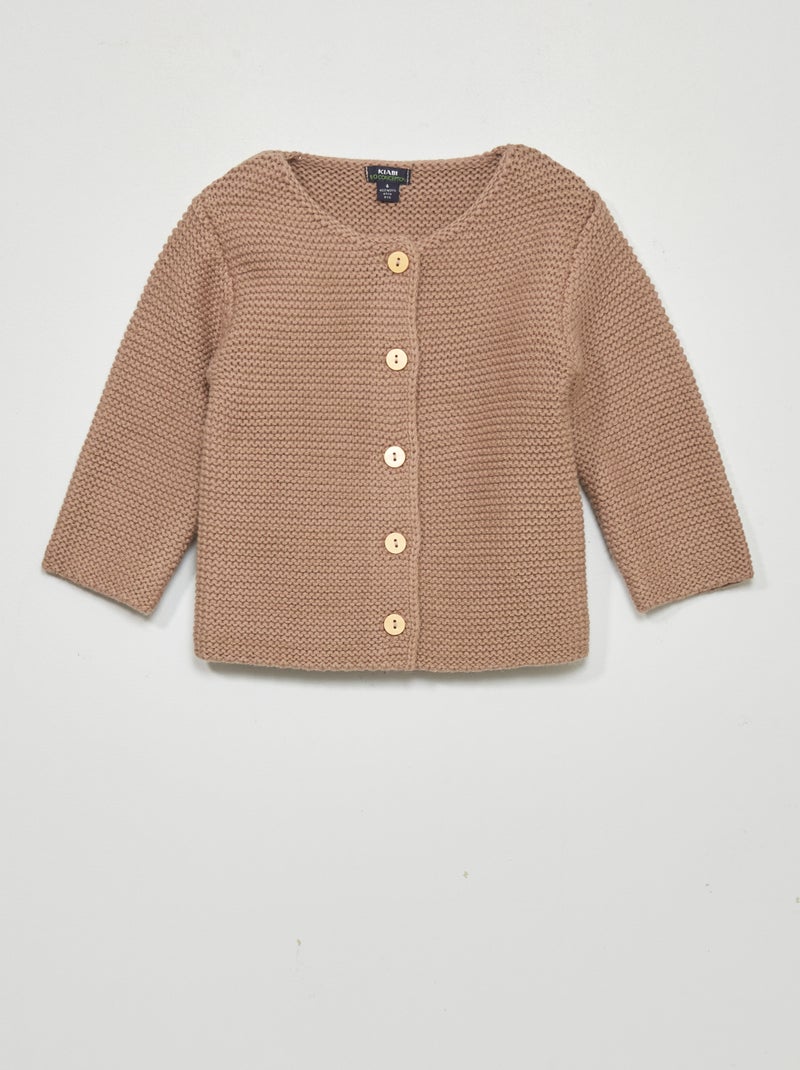 Gilet point mousse Marron - Kiabi