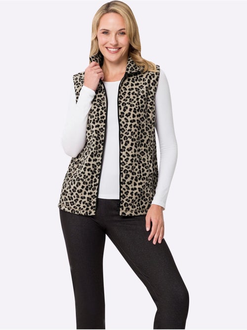 Gilet polaire à col revers et glissière avec poches cousues - Taille standard - Moda Vilona - Kiabi