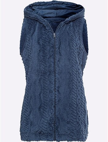 Gilet polaire avec capuche et poches latérales moelleux - taille standard - moda vilona