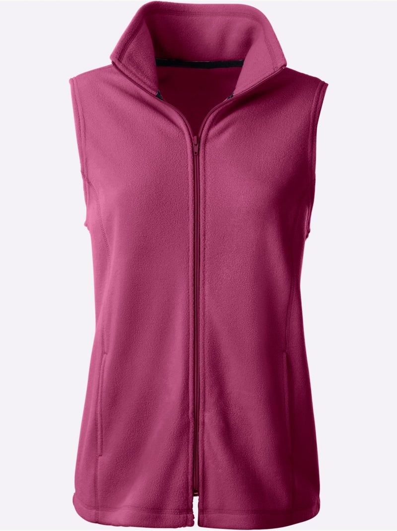 Gilet polaire avec col montant et deux poches pratiques - Taille standard - Moda Vilona Rose fushia - Kiabi