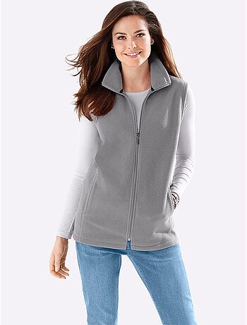 Gilet polaire doux à col montant avec poches princesses - Taille standard - Moda Vilona