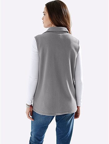Gilet polaire doux à col montant avec poches princesses - Taille standard - Moda Vilona